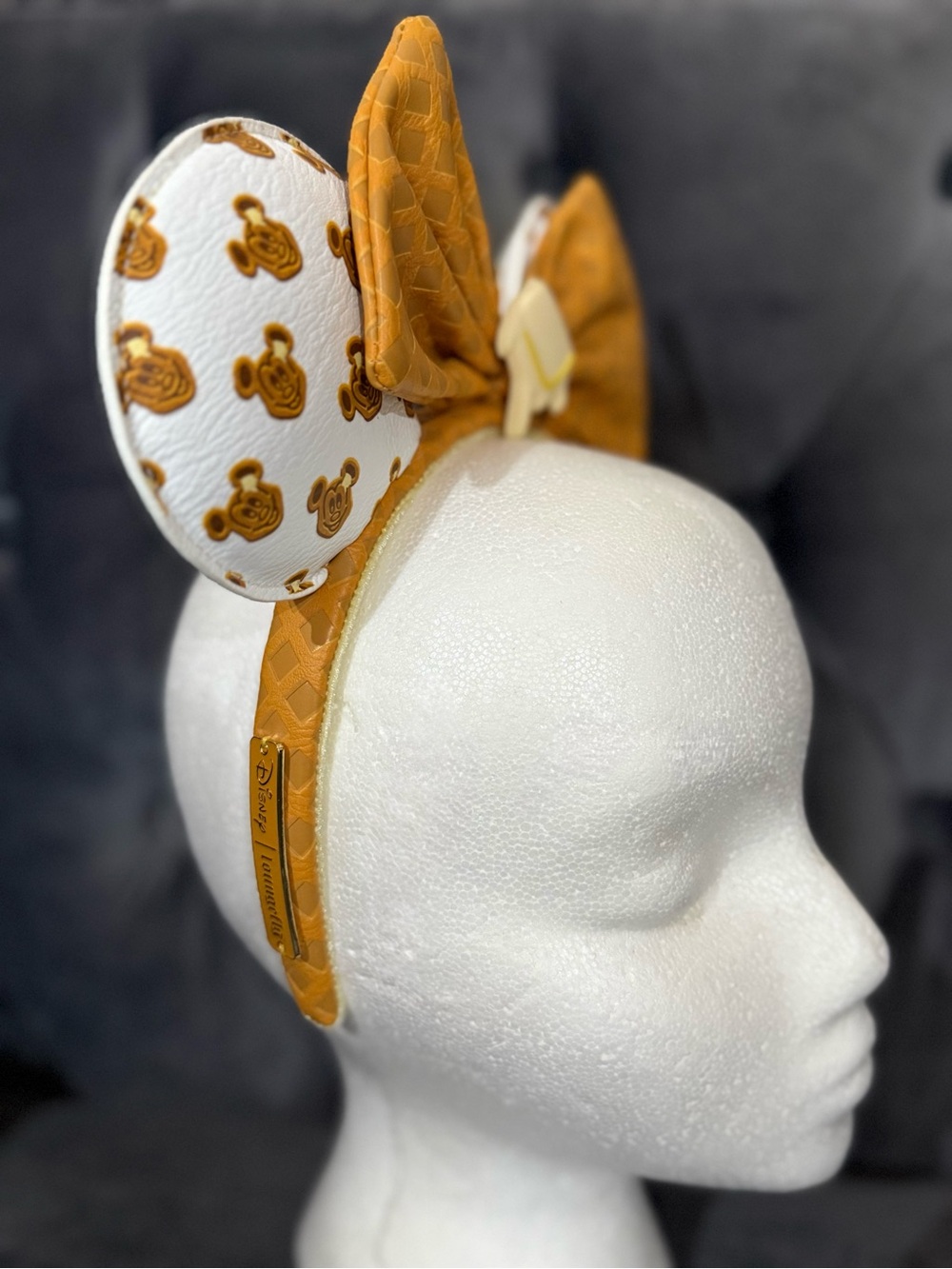 Loungefly Disney parks Mickey Waffle Ear Headband with Bow. HTF NEW Collectible - Picture 4 of 12